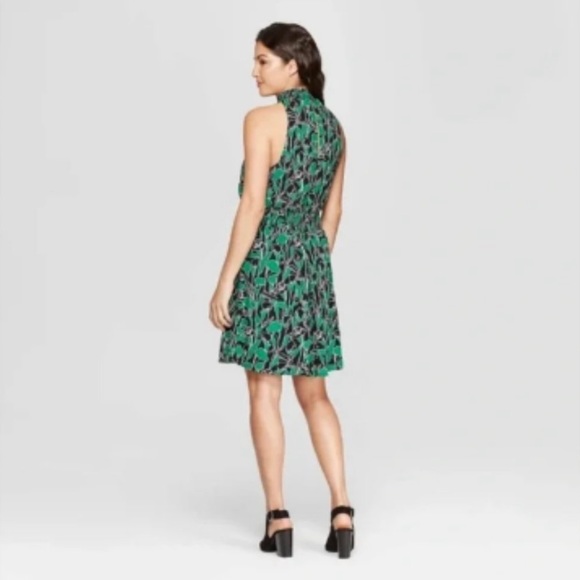 A New Day Black and Green Floral Sleeveless Halter Neck Dress Size XXL - Picture 2 of 13